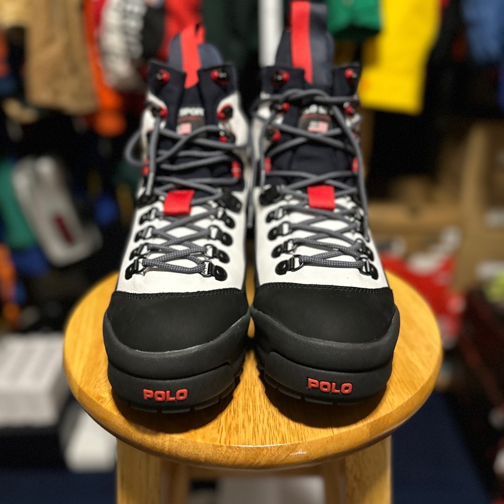 Polo Sport Hiker Leather Boots by  Ralph Lauren Black and White
